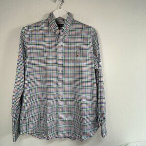 Ralph Lauren Mens Multicolor Gingham Button-Down Shirt Large Cotton Long Sleeve